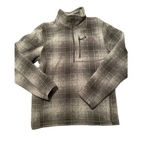 The North Face Men's Black and Gray Plaid Zip Up Sweater Size Small EUC
